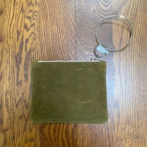 NWT Green Suede Clutch